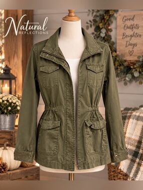 🍁I’m an autumn 🍁 Natural Reflections Olive Green Utility Military Jacket Women’s